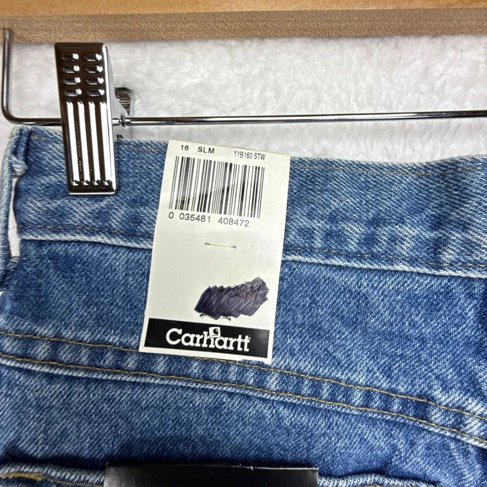 Carhartt Relaxed Fit Jeans Youth 16 Slim Blue Denim YYB160 STW‎ NWT